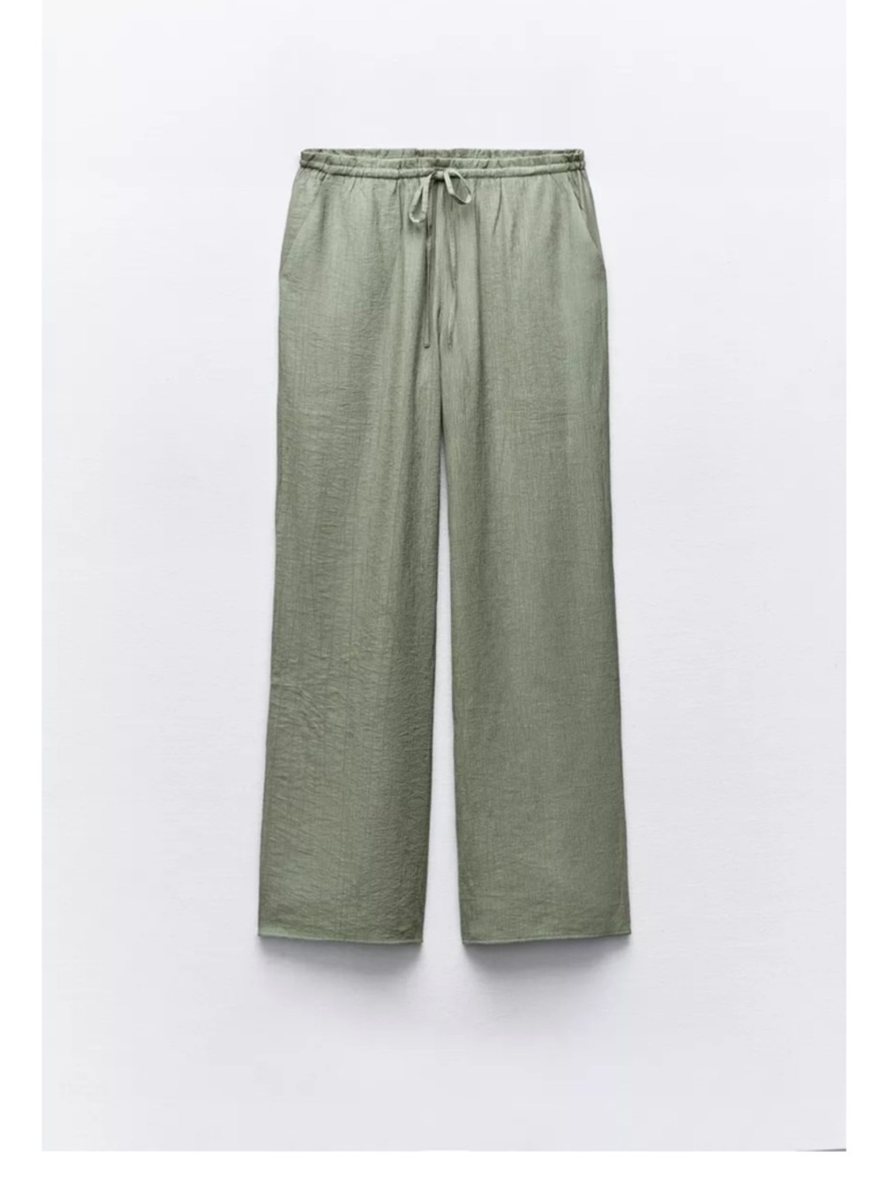 Zara Olive Green Wide-Leg Pants